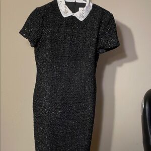Eliza J Black Tweed Mini Dress with White Collar